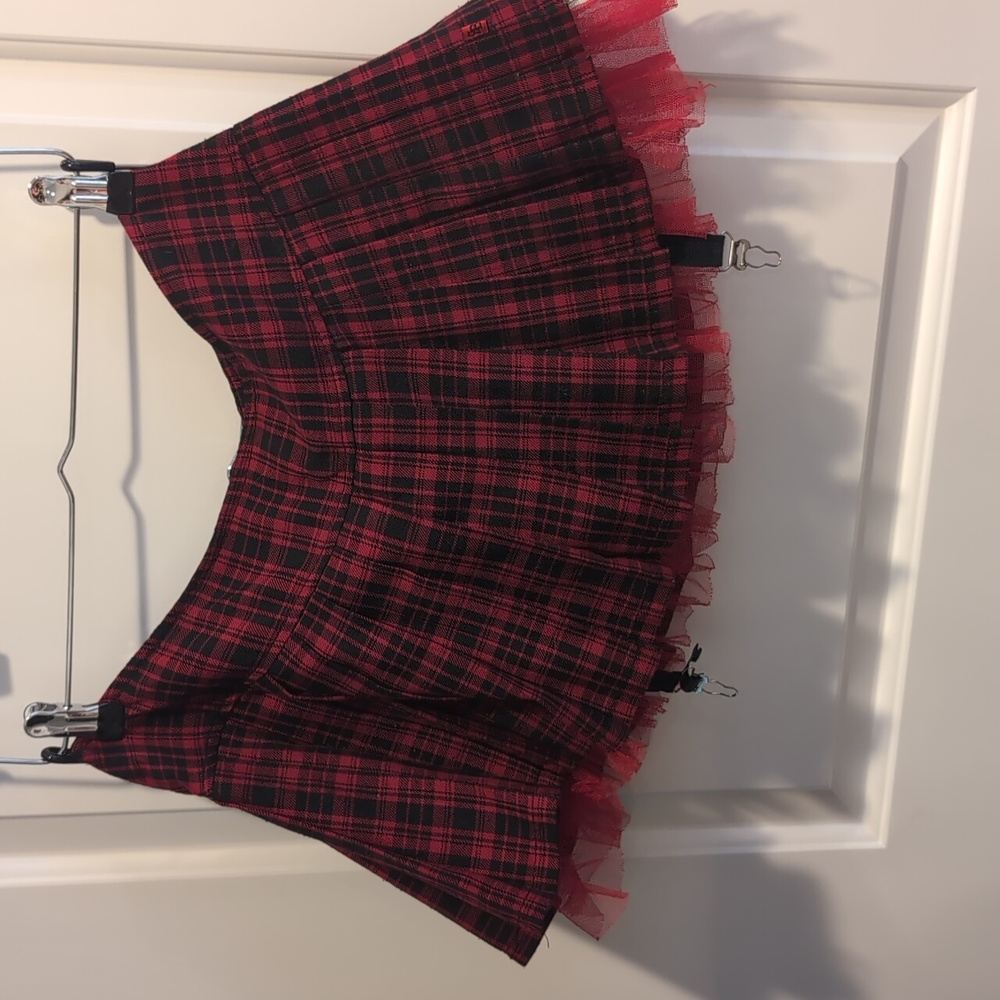 RARE royal bones red plaid garter skirt